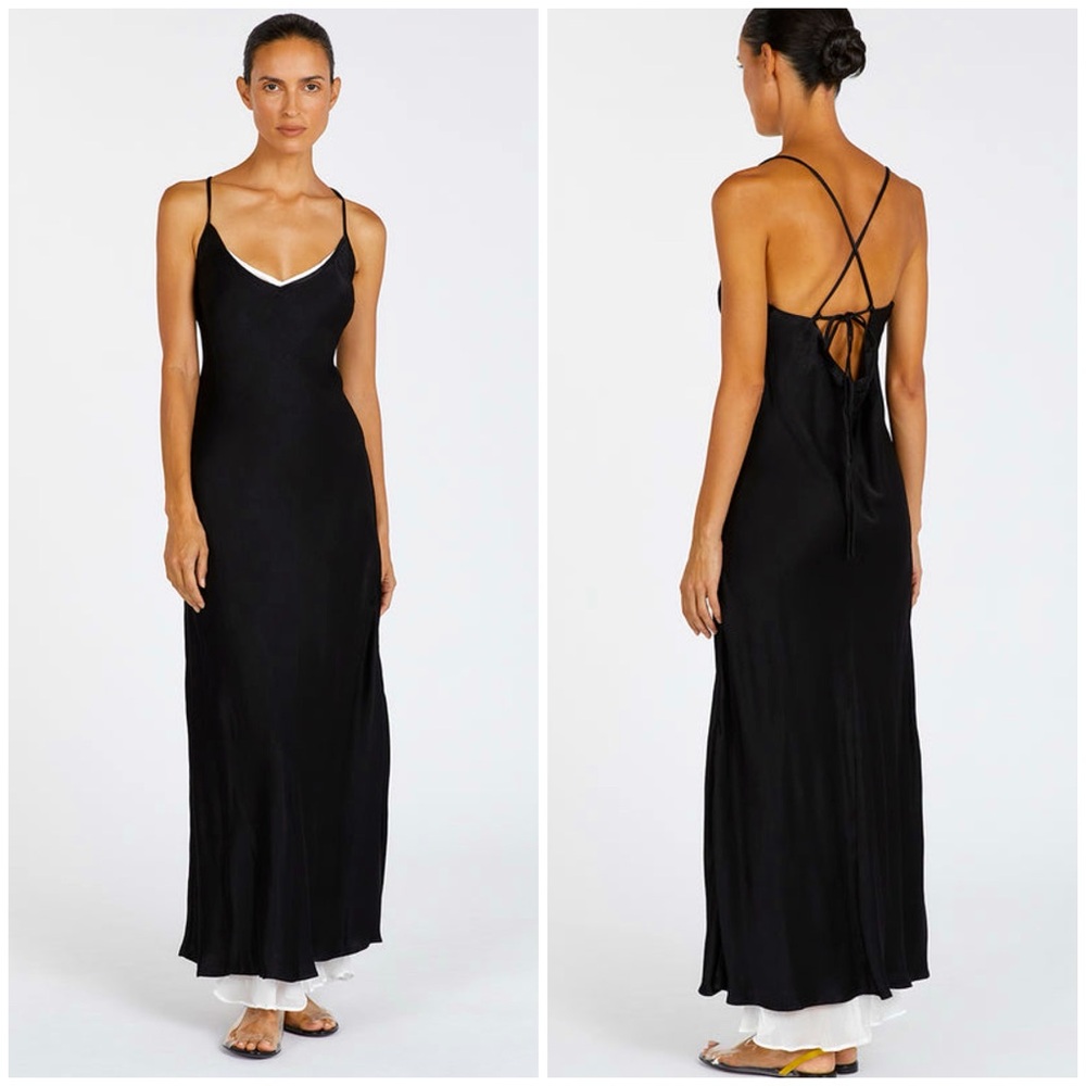 DISSH Black Midi Dress with White Trim